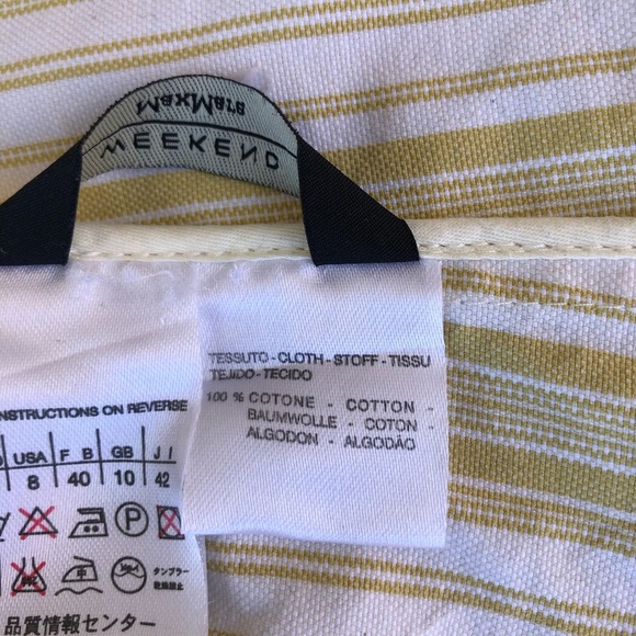 Weekend MaxMara Made In Italy Cotton Yellow Off White Stripped 1 Button Jacket 8 - Picture 10 of 16